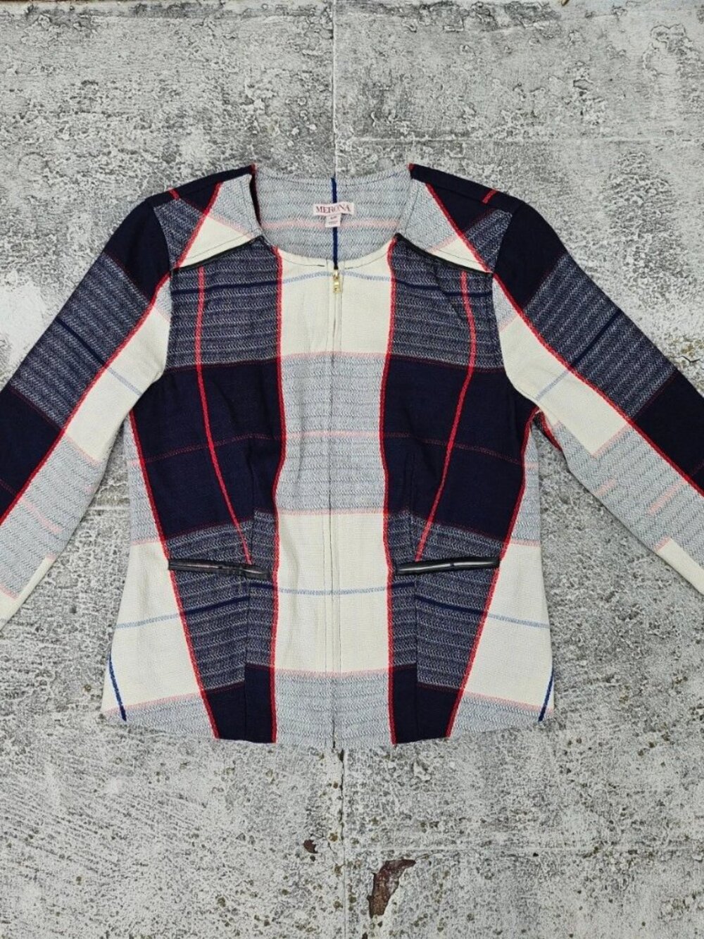 Merona Women Blazer Multi Color Zip Up Jacket Long Sleeve Cardigan Coat Size S/P - Picture 4 of 11